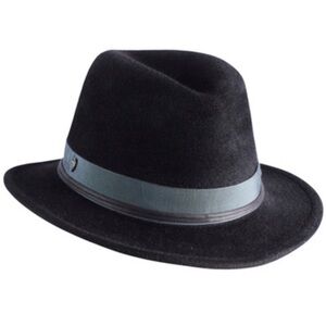 NWT Helen Kaminski Black/Atlas Blue Felt Fedora Hat